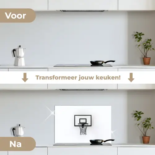 Basketbalbord - Minimalistisch - Zwart keuken achterwand spatscherm klein -voor_na_NL