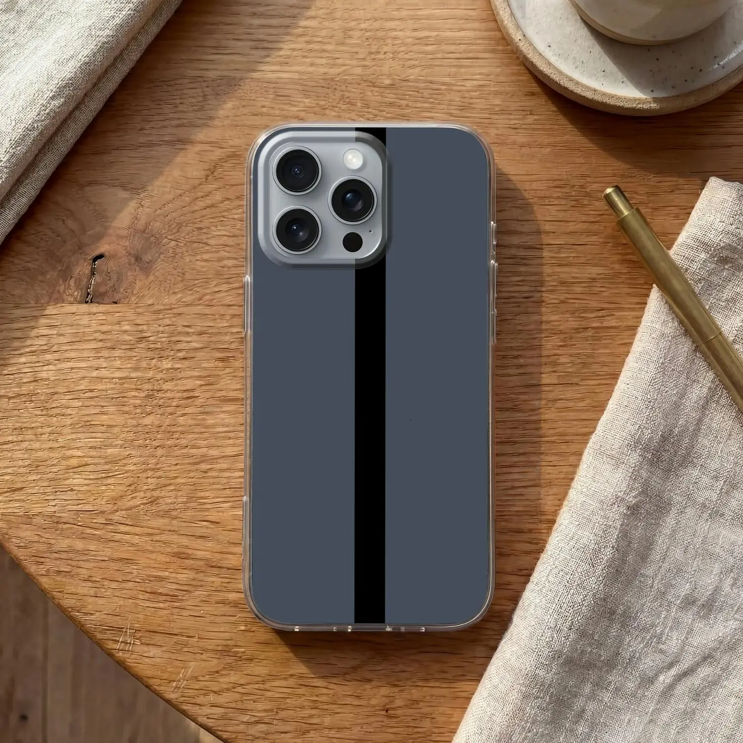 Telefoonhoesje - Blauw - Zwart - Streep - Minimalistisch