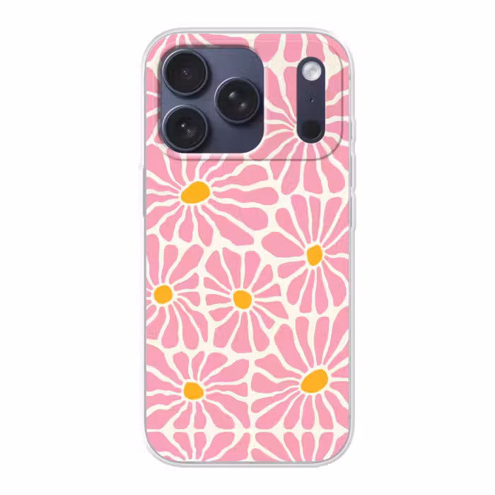 Telefoonhoesje - Bloemen - Patroon - Roze - Beige - Oranje