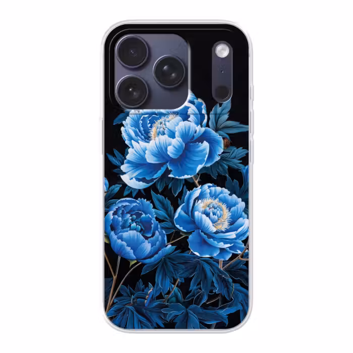 Telefoonhoesje - Bloemen - Zwart - Blauw - Modern