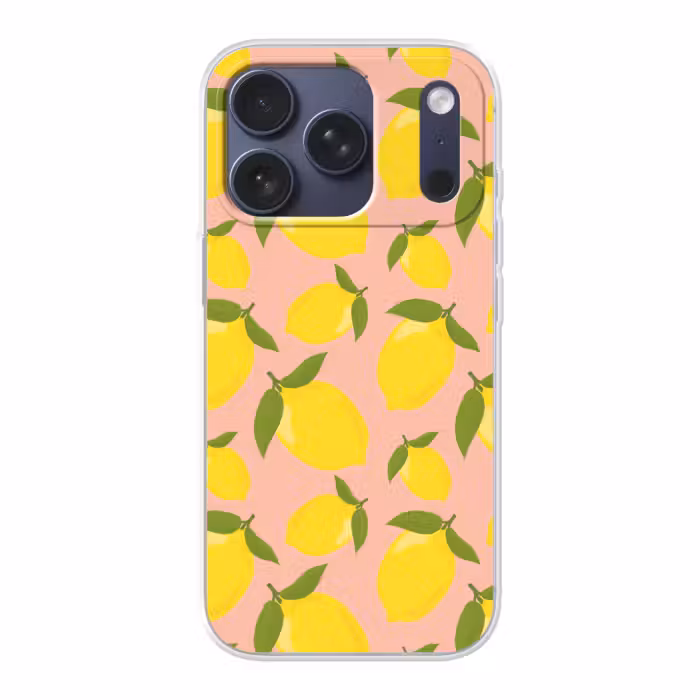 Telefoonhoesje - Citroenen - Geel - Roze - Patroon - Vruchten