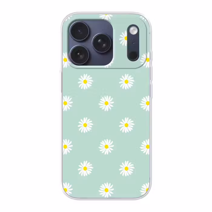 Telefoonhoesje - Madeliefjes - Pastel - Wit - Groen - Bloemen patroon