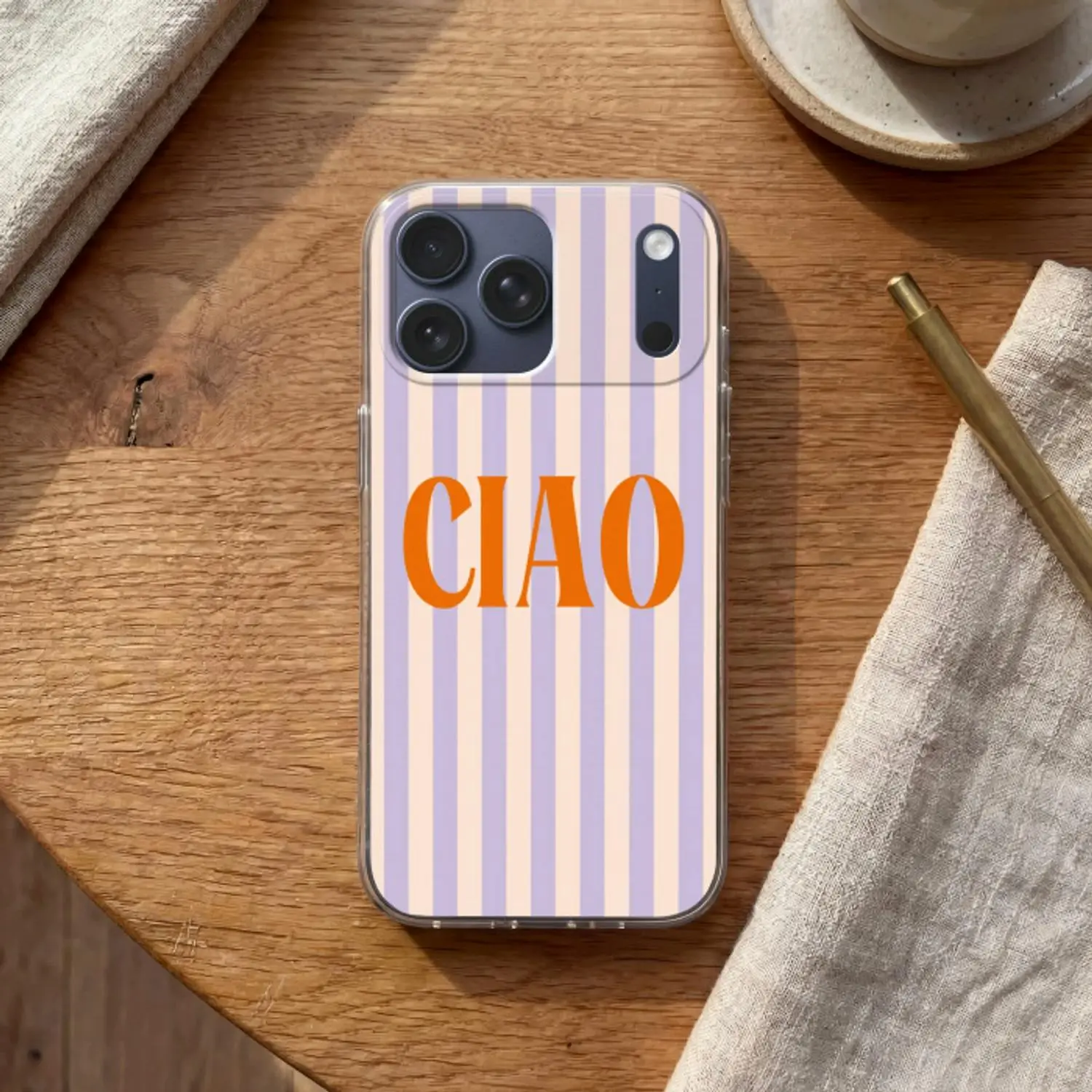 Telefoonhoesje Softcase - Ciao - Quote - Pastel - Strepen