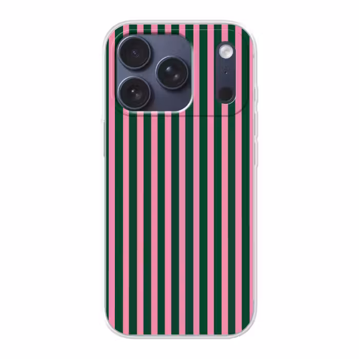 Telefoonhoesje - Verticale strepen - Groen - Roze