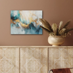 Abstract - Kunst - Gold - Blauw PET vilt klein -sfeer4