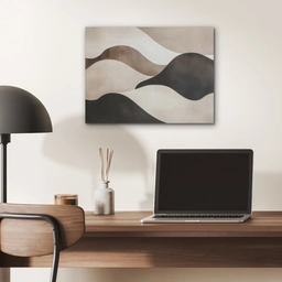 Golven - Abstract - Beige PET vilt klein -sfeer5