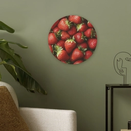 Aardbei - Fruit - Rood Akoestische PET Vilt - Rond klein -sfeer2