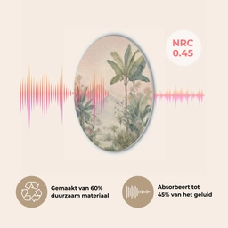Tropisch landschap - palmbomen - Bloemen - Roze lucht Akoestische PET Vilt - Rond klein -USP_NL