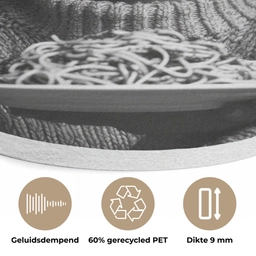 Vrouw - Pasta - Zwart - Wit Akoestische PET Vilt - Rond klein -closeup_NL