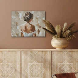 Vrouw - Verf - Abstract - Beige - Modern PET vilt klein -sfeer4