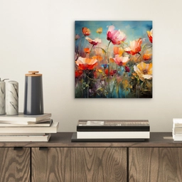 Bloemen - Watercolor - Kunst - Botanisch - Natuur aluminium wit klein -sfeer1