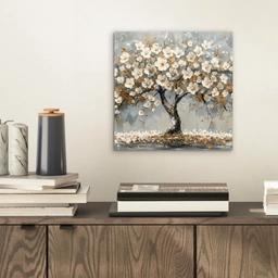 Boom - Bloemen - Wit - Natuur - Kunst aluminium wit klein -sfeer1