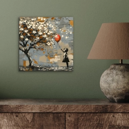 Boom - Graffiti - Banksy Style - Balloon Girl aluminium wit klein -sfeer2
