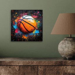 Graffiti - Basketbal - Verf - Sport aluminium wit klein -sfeer2