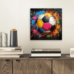 Graffiti - Voetbal - Muur - Street art - Sport aluminium wit klein -sfeer1