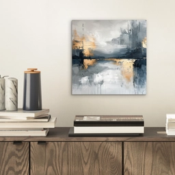 Kunst - Grijs - Goud - Abstract aluminium wit klein -sfeer1