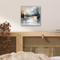 Kunst - Grijs - Goud - Abstract aluminium wit klein -sfeer3