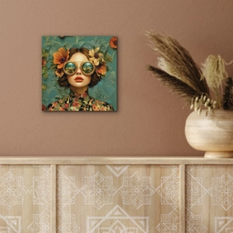Vrouw - Bloemen - Vlinders - Natuur - Vintage aluminium wit klein -sfeer4