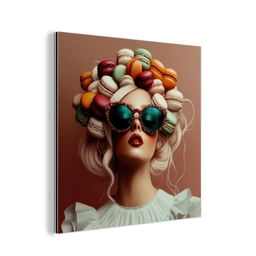 Vrouw - Macarons - Bril aluminium wit klein -3d