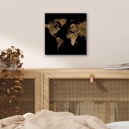 Wereldkaart - Goud - Luxe - Aarde - Zwart aluminium wit klein -sfeer3