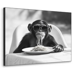 Aap - Spaghetti - Zonnebril - Zwart wit - Cool - Dier Textielframe - compleet frame klein -3d