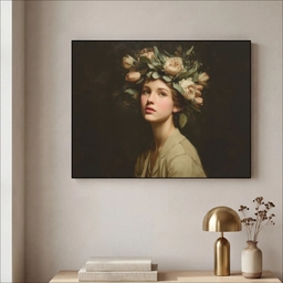 Bloemenstilte - Vrouw - Portret Textielframe - compleet frame klein -sfeer2