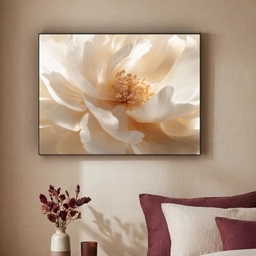 Close up - Pioenroos - Wit Textielframe - compleet frame klein -sfeer1