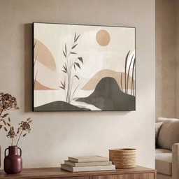 Japandi - Landschap - Beige Textielframe zwart klein -sfeer3