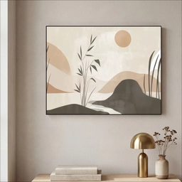 Japandi - Landschap - Beige Textielframe - compleet frame klein -sfeer2
