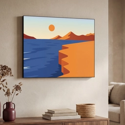 Landschap - Bergen - Zon - Zee Textielframe - compleet frame klein -sfeer3