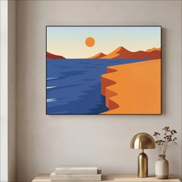 Landschap - Bergen - Zon - Zee Textielframe - compleet frame klein -sfeer2