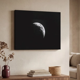 Maan - Hemel - Zwart - Schaduw Textielframe - compleet frame klein -sfeer3