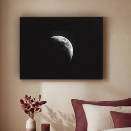 Maan - Hemel - Zwart - Schaduw Textielframe - compleet frame klein -sfeer1