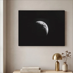 Maan - Hemel - Zwart - Schaduw Textielframe zwart klein -sfeer2