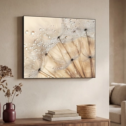 Paardenbloem - Abstract - Natuur - Beige Textielframe - compleet frame klein -sfeer3