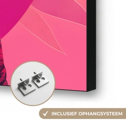 Tijger - Kimono - Planten - Roze Textielframe zwart klein -USP_ophangsysteemNL