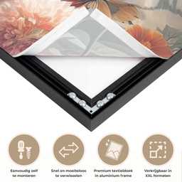 Tijger - Wilde dieren - Bloemen - Jungle Textielframe zwart klein -USP_closeupNL