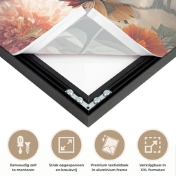 Tijger - Wilde dieren - Bloemen - Jungle Textielframe zwart klein -USP_feed_closeupNL