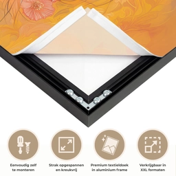 Vrouw - Bloemen - Aesthetic - Oranje Textielframe zwart klein -USP_feed_closeupNL
