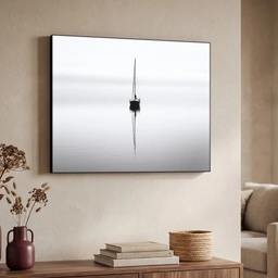 Zeilboot - Zwart - Water - Silhouet Textielframe - compleet frame klein -sfeer3
