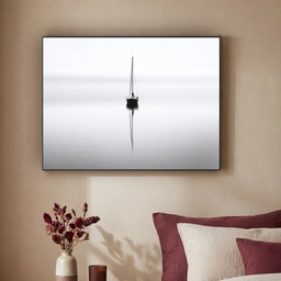 Zeilboot - Zwart - Water - Silhouet Textielframe - compleet frame klein -sfeer1