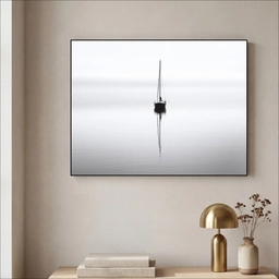 Zeilboot - Zwart - Water - Silhouet Textielframe - compleet frame klein -sfeer2