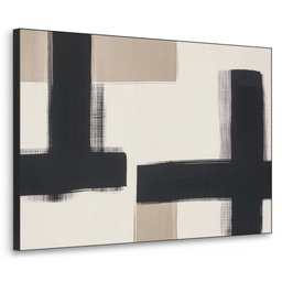Zwart - Abstract - Japandi Textielframe zwart klein -3d