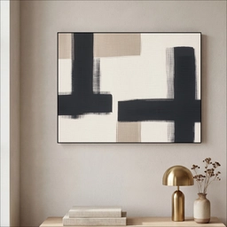 Zwart - Abstract - Japandi Textielframe zwart klein -sfeer2