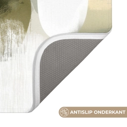 Minimalistisch - Cirkels - Penseelstreken - Beige Badmat klein -USP_AntislipNL