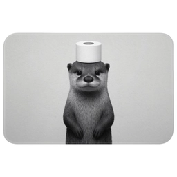 Otter - WC rol - Zwart - Wit Badmat klein -3d