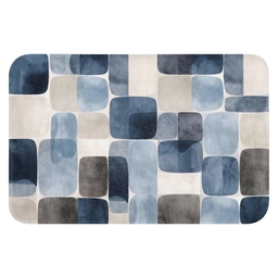 Patroon - Blauw - Vierkanten Badmat klein -3d