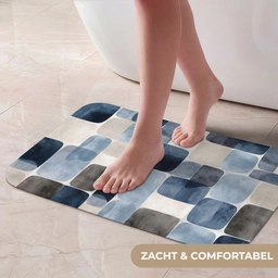 Patroon - Blauw - Vierkanten Badmat klein -USP_ZachtNL