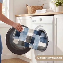 Patroon - Blauw - Vierkanten Badmat klein -USP_WasbaarNL