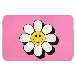 Smiley - Bloem - Roze Badmat klein -3d